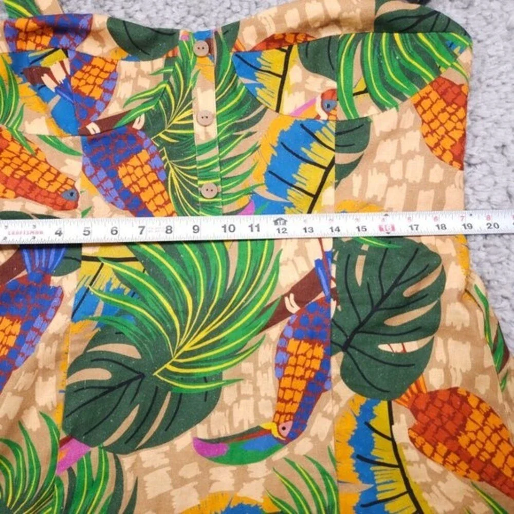House of Harlow 1960 Linen Blend Toucan Tropical Mini Dress NWT Women's Size XL